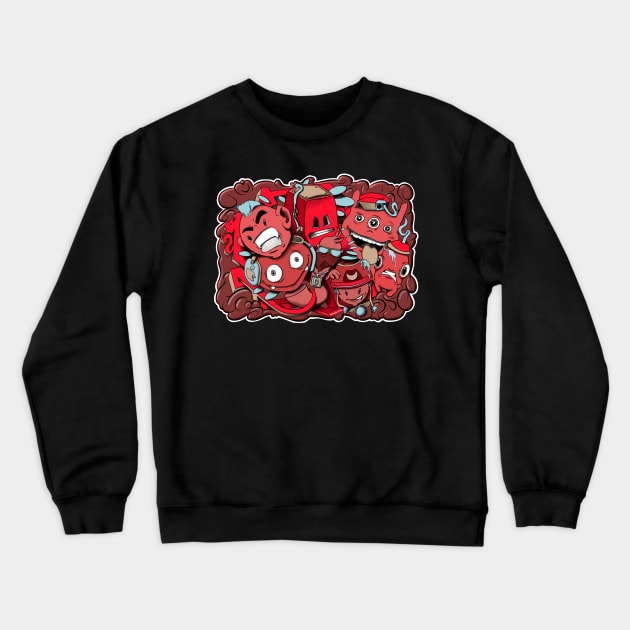 Red and Blue graffiti cartoon characters Crewneck Sweatshirt by Donperion